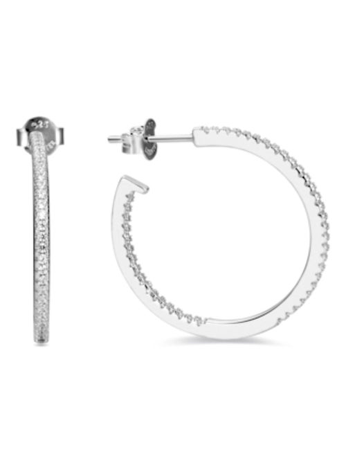 Boucles d'oreilles en argent 925 Luxenter avec zircon brillant rhodié - Xoma - Kiabi