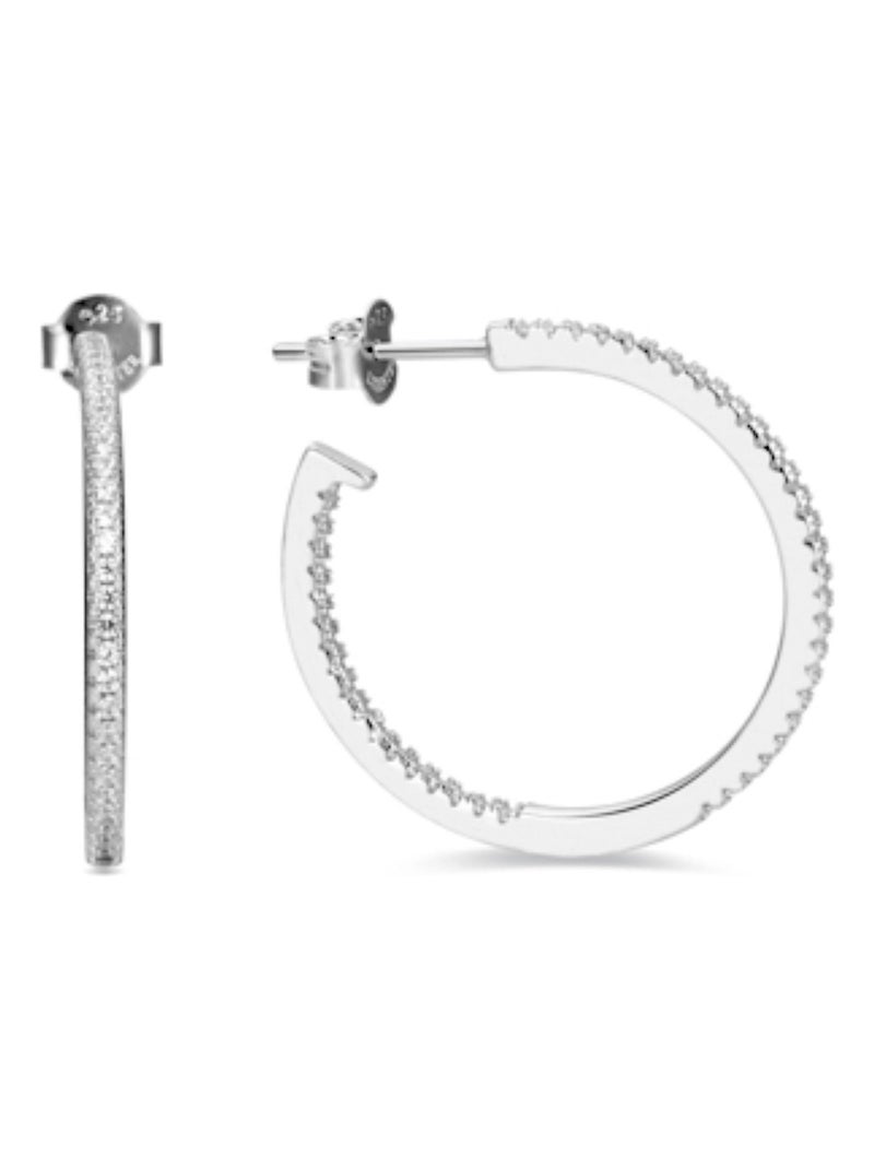 Boucles d'oreilles en argent 925 Luxenter avec zircon brillant rhodié - Xoma Argent - Kiabi