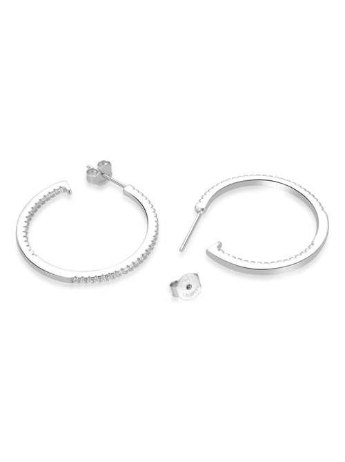Boucles d'oreilles en argent 925 Luxenter avec zircon brillant rhodié - Xoma - Kiabi