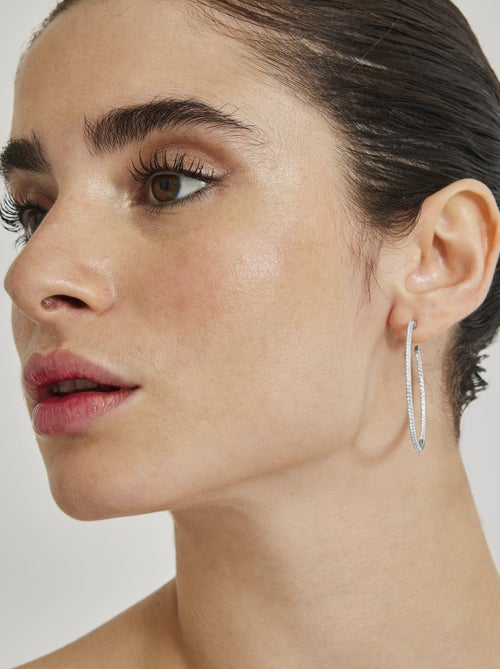 Boucles d'oreilles en argent 925 Luxenter avec zircon brillant rhodié - Xoma - Kiabi