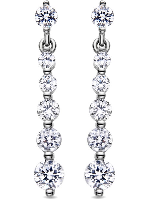 Boucles d'oreilles en argent 925 Luxenter avec zircon cubique brillant plaqué rhodium - Furhia - Kiabi