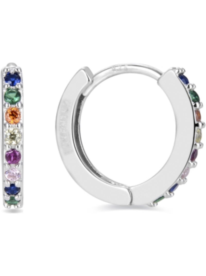 Boucles d'oreilles en argent 925 Luxenter avec zircon multicolore plaqué rhodium - Valarys Multicolore - Kiabi