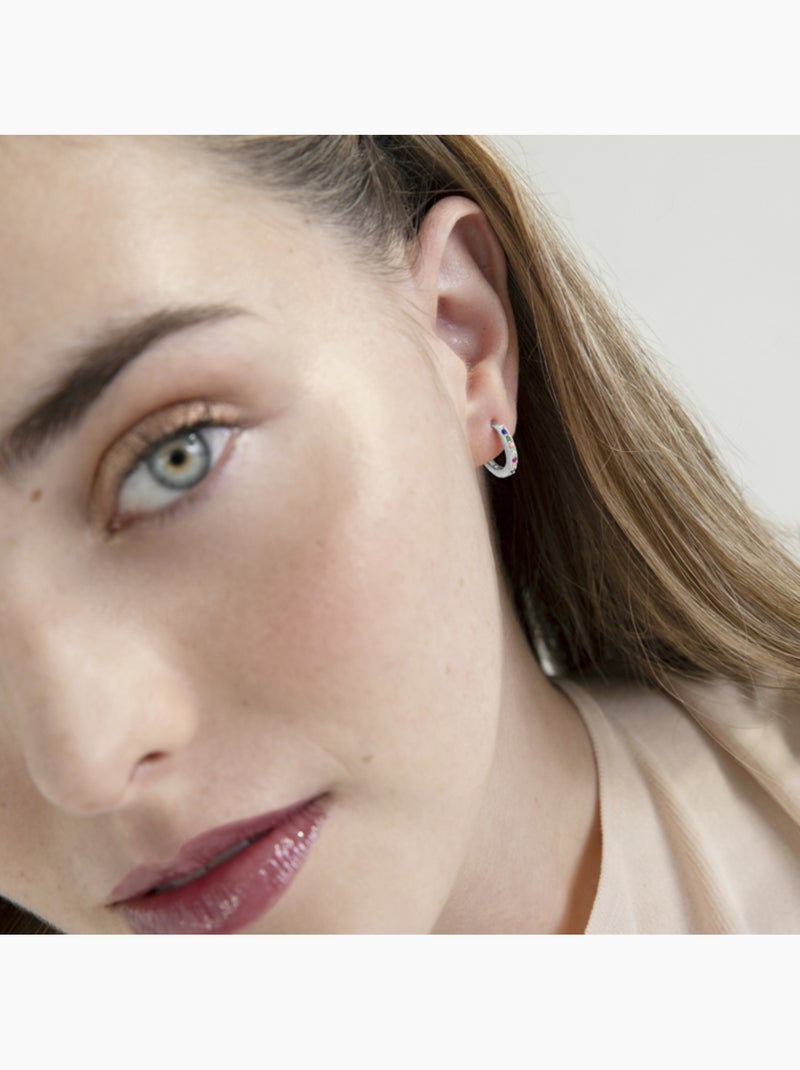 Boucles d'oreilles en argent 925 Luxenter avec zircon multicolore plaqué rhodium - Valarys Multicolore - Kiabi