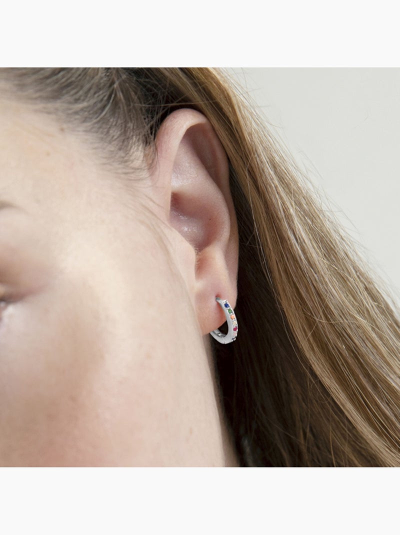 Boucles d'oreilles en argent 925 Luxenter avec zircon multicolore plaqué rhodium - Valarys Multicolore - Kiabi