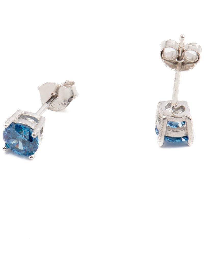 Boucles d'oreilles en argent 925 Luxenter avec zircon saphir plaqué rhodium - Iona Bleu - Kiabi