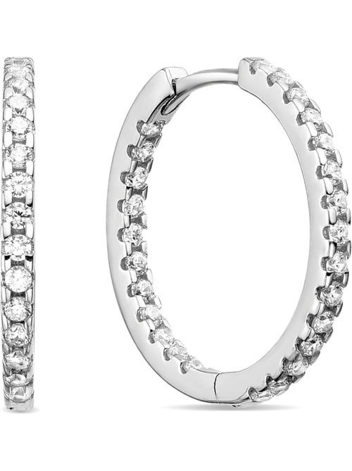 Boucles d'oreilles en argent 925 Luxenter avec zircons brillants plaqués rhodium - Sikram - Kiabi