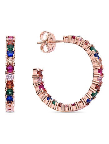 Boucles d'oreilles en argent 925 Luxenter avec zircons multicolores finis en or rose 18K - Vyamba