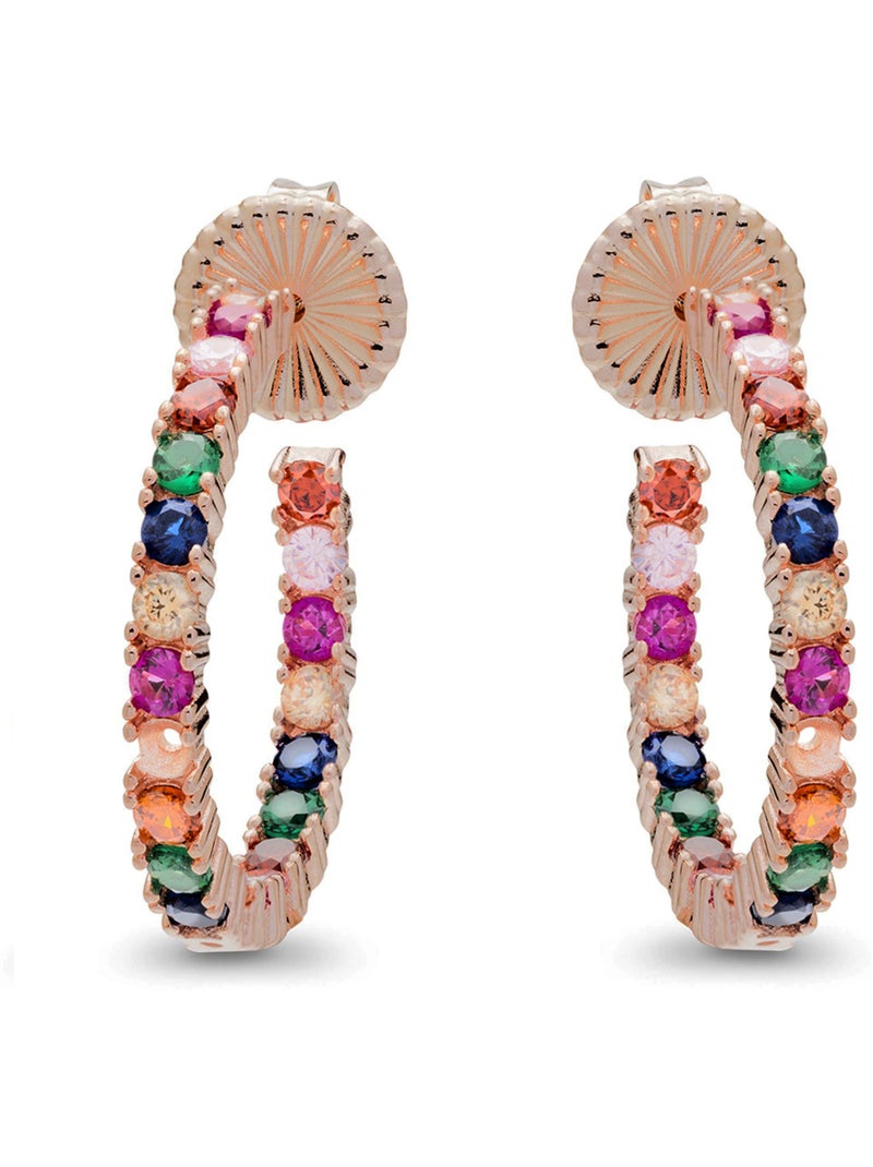 Boucles d'oreilles en argent 925 Luxenter avec zircons multicolores finis en or rose 18K - Vyamba Multicolore - Kiabi
