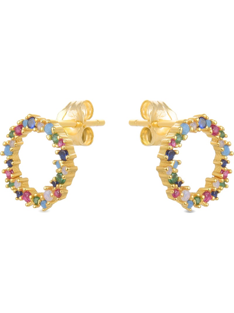 Boucles d'oreilles en argent 925 Luxenter avec zircons multicolores finis et plaqué or 18k - Thilak Multicolore - Kiabi