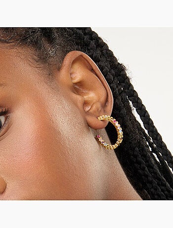 Boucles d'oreilles en argent 925 Luxenter avec zircons multicolores finis et plaqué or 18k - Vyamba