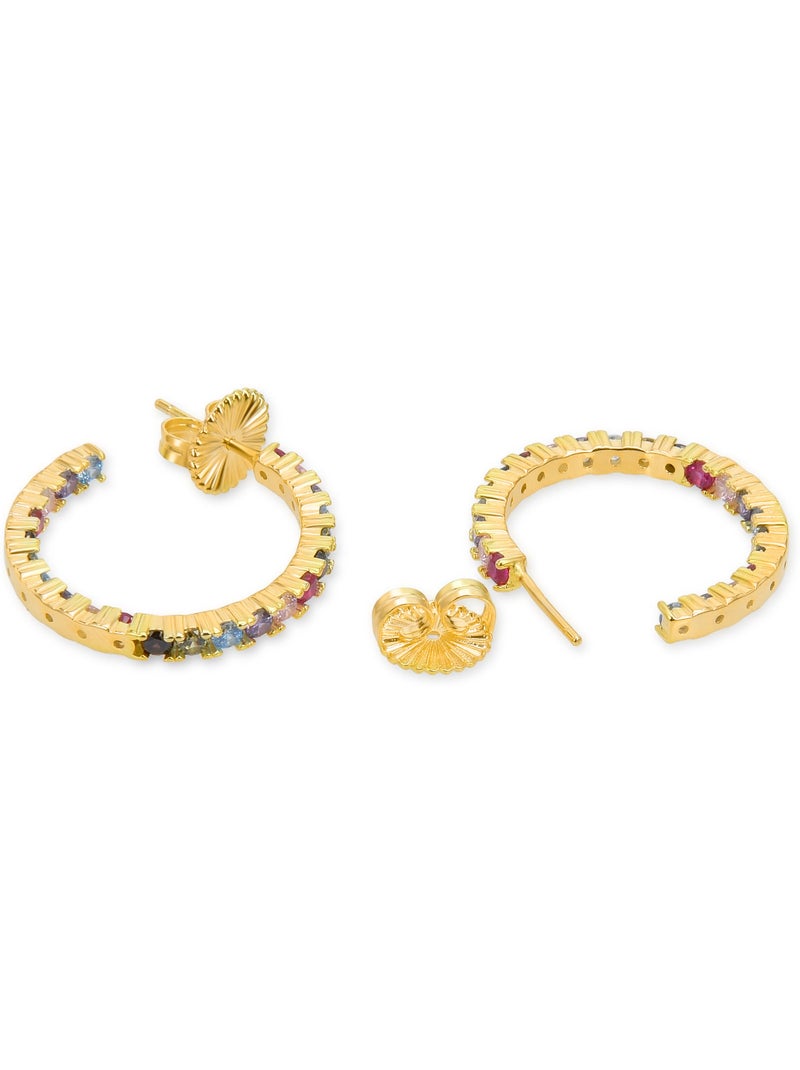 Boucles d'oreilles en argent 925 Luxenter avec zircons multicolores finis et plaqué or 18k - Vyamba Multicolore - Kiabi