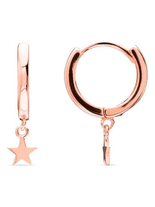 Boucles d'oreilles en argent 925 Luxenter finies à l'or rose 18K - Étoile - Kiabi