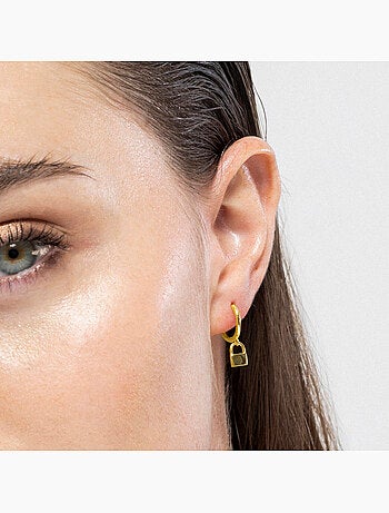 Boucles d'oreilles en argent 925 Luxenter finies et plaqué or 18k - Cadenas