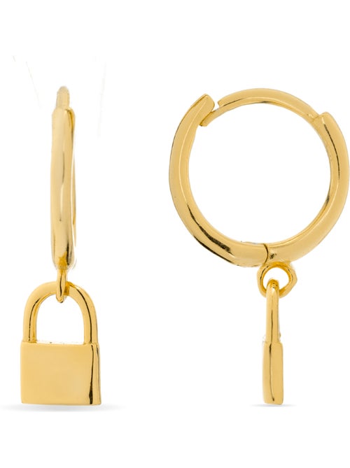Boucles d'oreilles en argent 925 Luxenter finies et plaqué or 18k - Cadenas - Kiabi Boucles d'oreilles en argent 925 Luxenter finies et plaqué or 18k - Cadenas - Kiabi