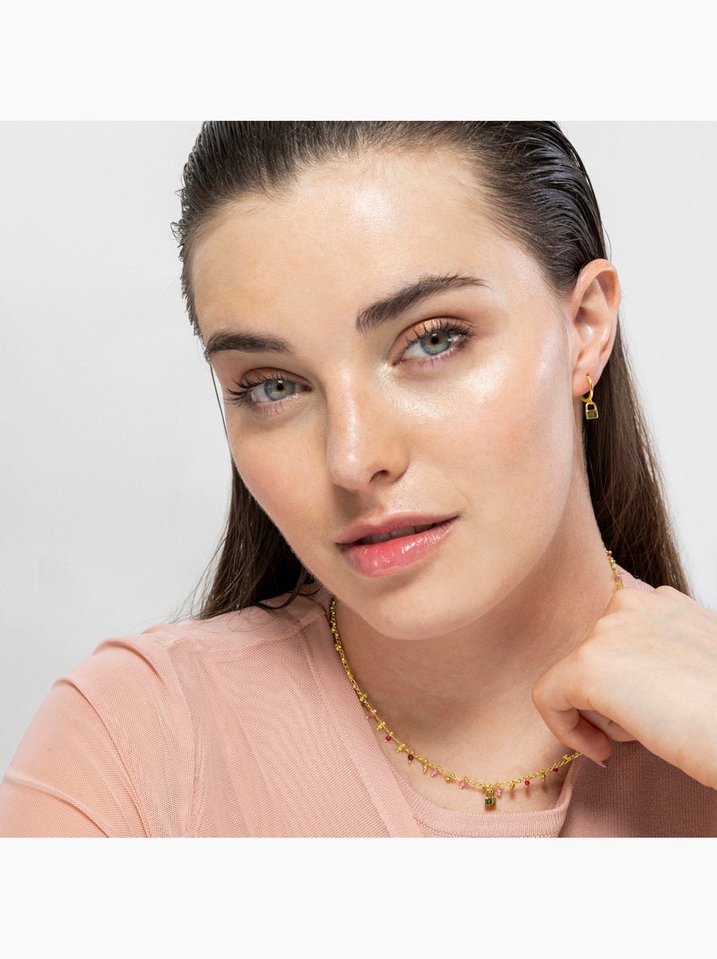 Boucles d'oreilles en argent 925 Luxenter finies et plaqué or 18k - Cadenas Jaune - Kiabi