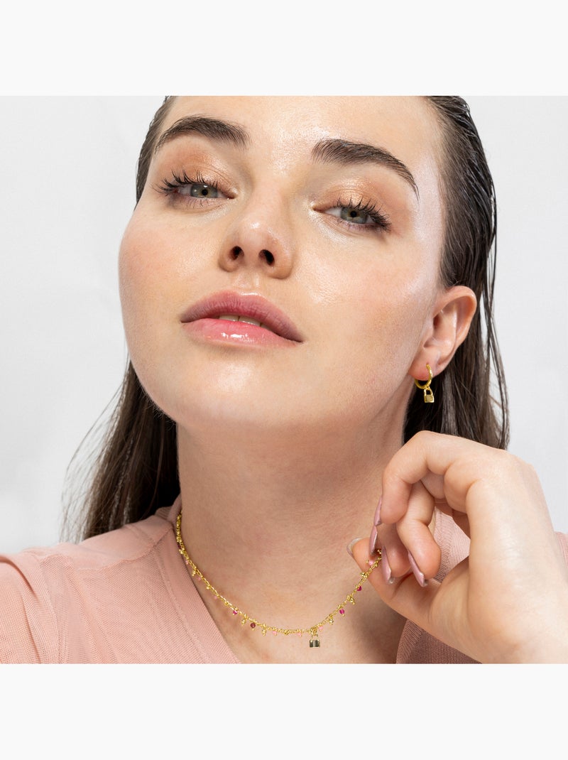 Boucles d'oreilles en argent 925 Luxenter finies et plaqué or 18k - Cadenas Jaune - Kiabi