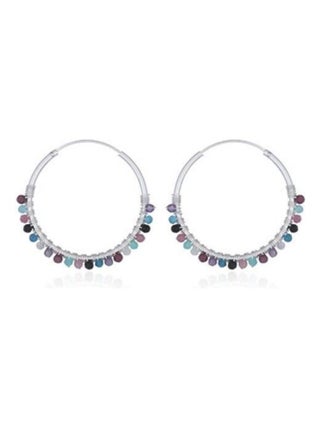 Boucles d'oreilles en argent avec perles en pierres fines