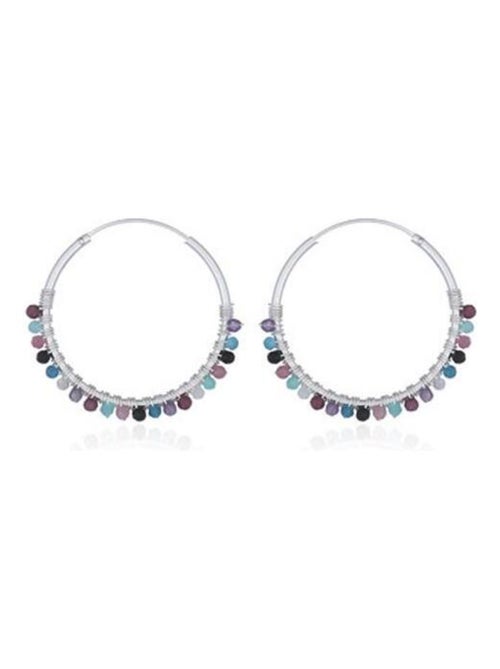 Boucles d'oreilles en argent avec perles en pierres fines - Kiabi