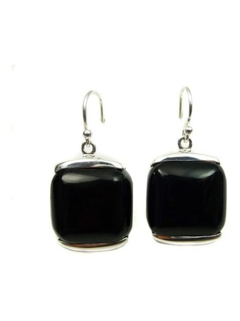 Boucles d'oreilles en argent et onyx Argenté - Kiabi