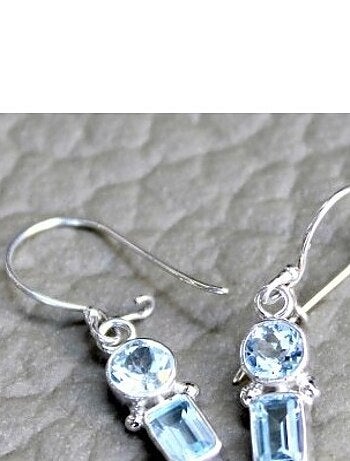 Boucles d'oreilles en argent et topaze