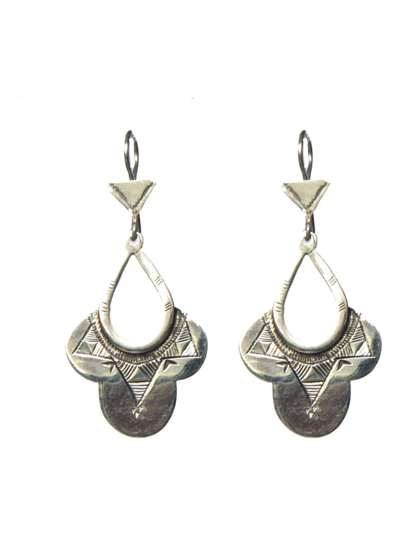 Boucles d'Oreilles en Argent Fleur Longue Argenté - Kiabi