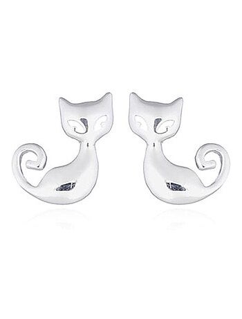 Boucles d'oreilles en argent forme chat