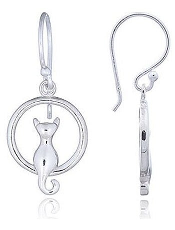 Boucles d'oreilles en argent forme chat