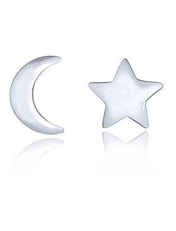 Boucles d'oreilles en argent forme lune et étoile