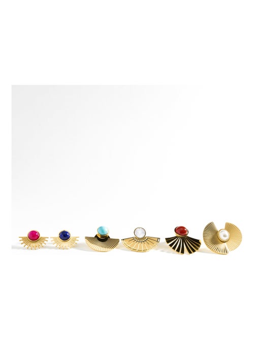 Boucles d'oreilles en perles blanches Luxenter finies en or jaune 18K - Lessa - Kiabi