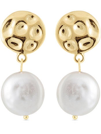 Boucles d'oreilles en perles blanches Luxenter finies et plaqué or 18k - Durdana