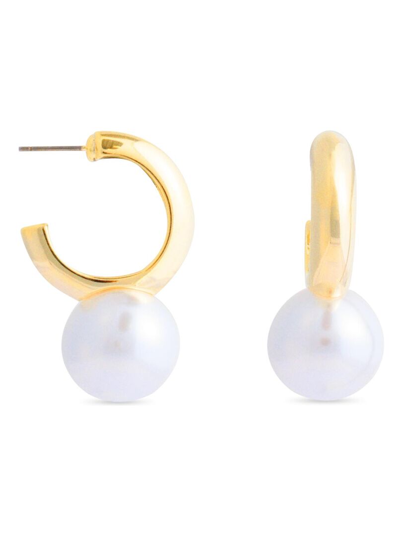 Boucles D'oreilles Perles Blanches Et Chaîne - Boucles D'oreilles P