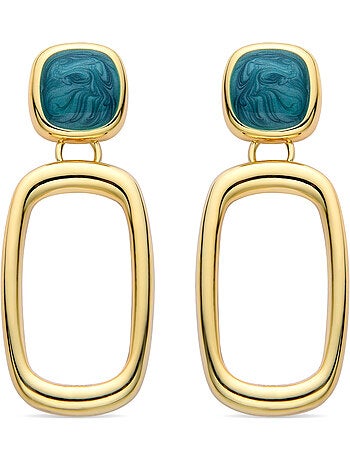 Boucles d'oreilles en résine verte Luxenter finies et plaqué or 18k - Orzur