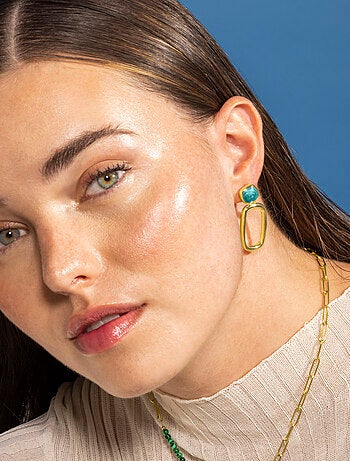 Boucles d'oreilles en résine verte Luxenter finies et plaqué or 18k - Orzur