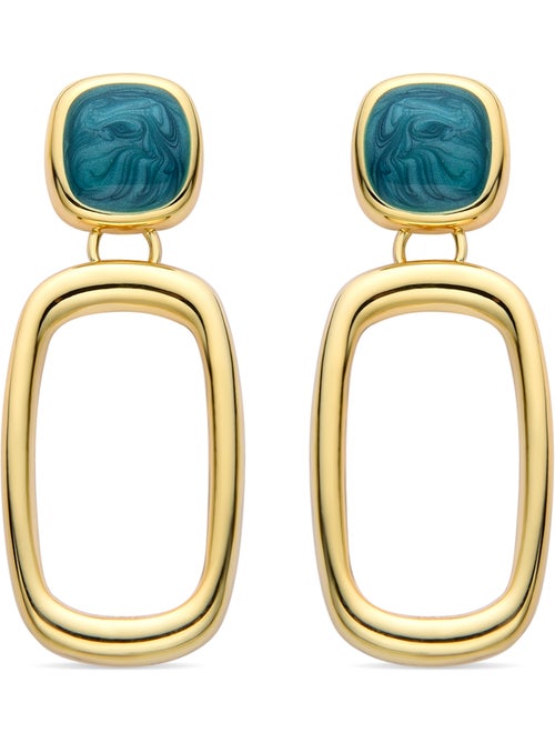Boucles d'oreilles en résine verte Luxenter finies et plaqué or 18k - Orzur - Kiabi