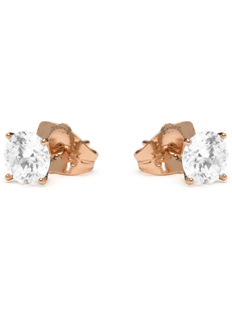 Boucles d'oreilles en zircon cubique brillant, finition or rose 18k - Verak Blanc - Kiabi