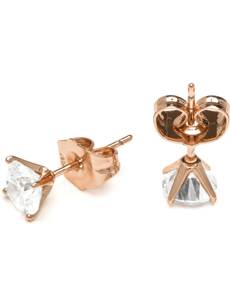 Boucles d'oreilles en zircon cubique brillant, finition or rose 18k - Verak Blanc - Kiabi
