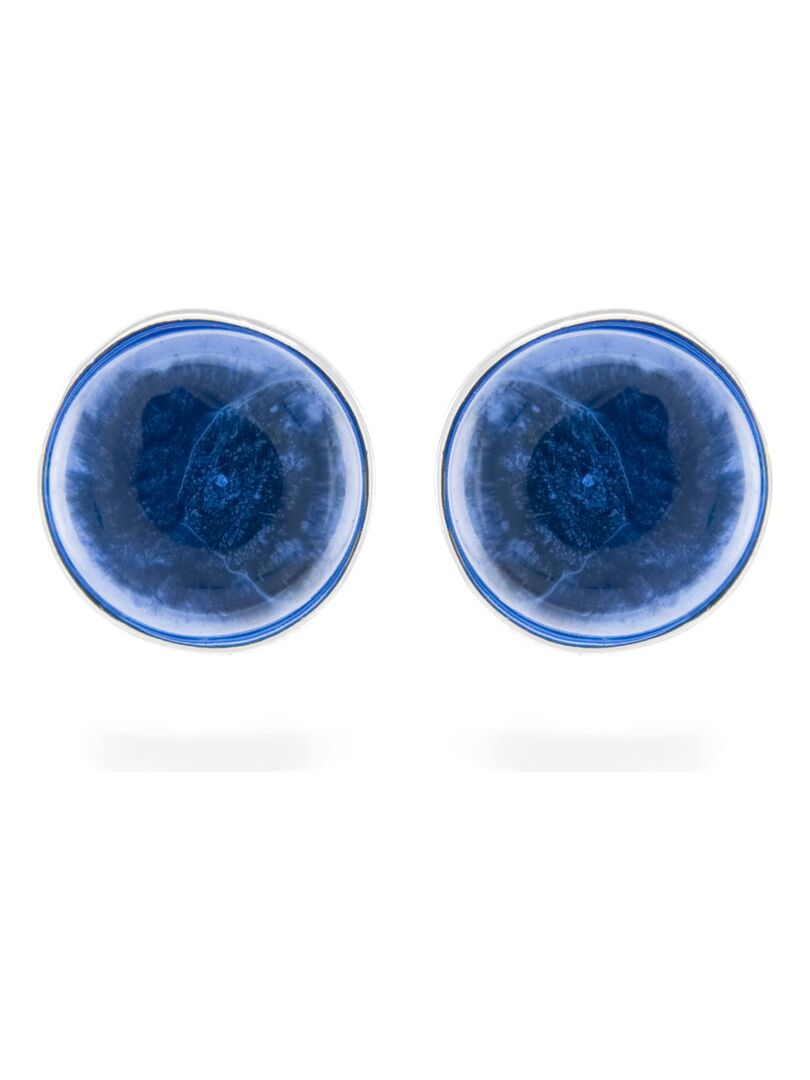 Boucles d'oreilles essentielles en argent 925 et quartz hydrothermal lapis lazuli Bleu - Kiabi