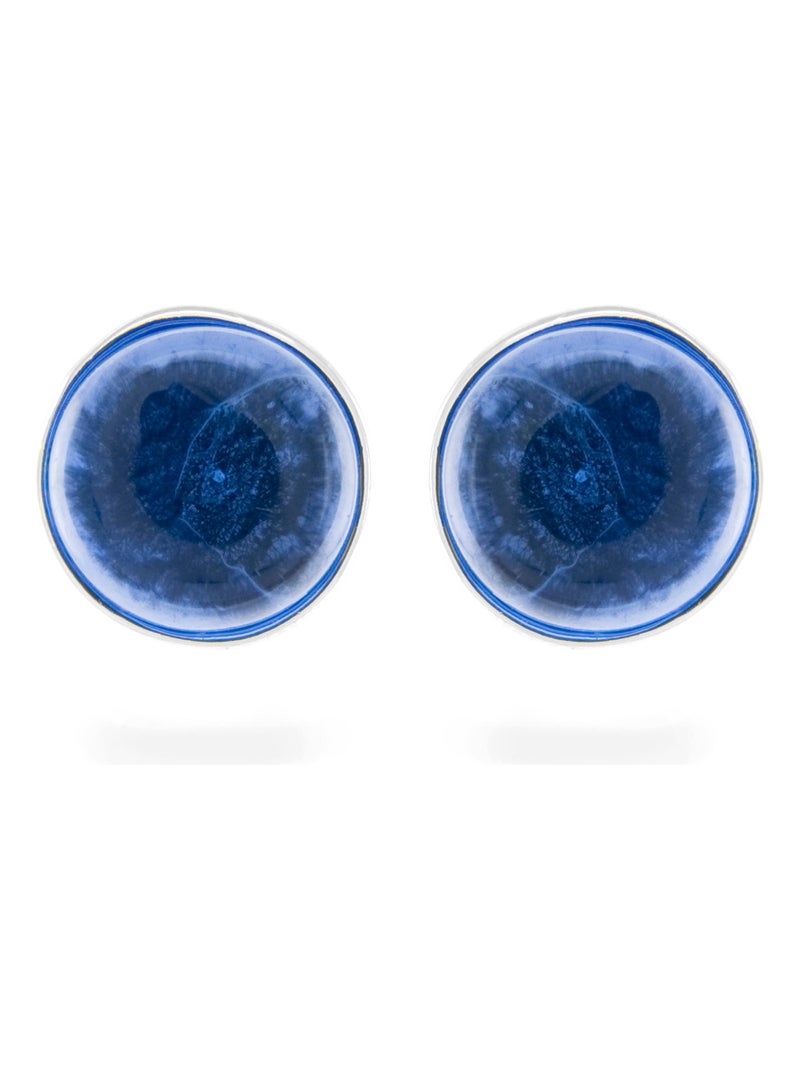 Boucles d'oreilles essentielles en argent 925 et quartz hydrothermal lapis lazuli Bleu - Kiabi