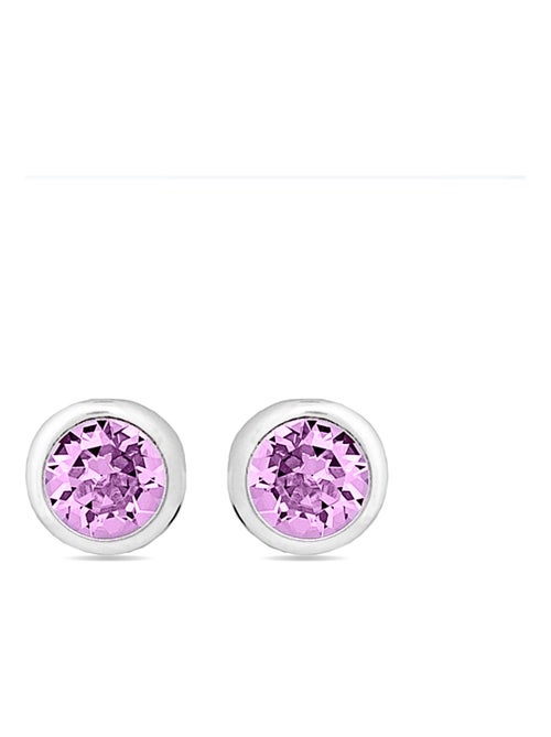Boucles d'oreilles essentielles Luxenter en argent 925 et zircon améthyste avec finition rhodiée - Kiabi