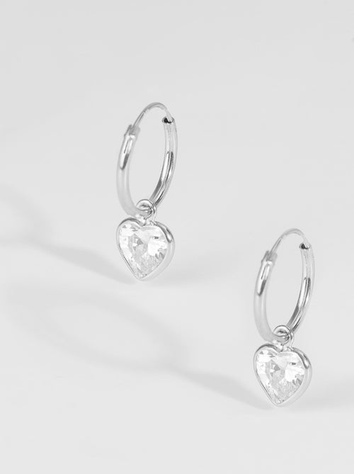 Boucles d'oreilles essentielles Luxenter en argent 925 et zircon cubique brillant rhodié - Kiabi