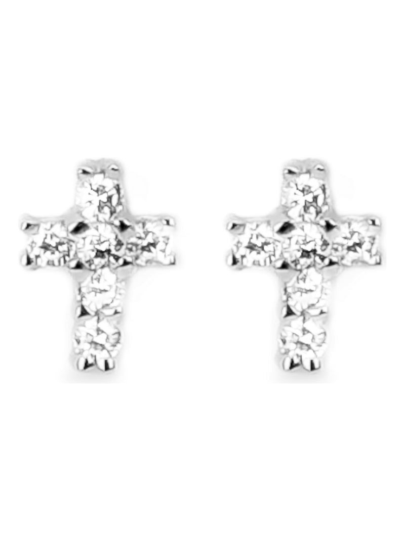 Boucles d'oreilles essentielles Luxenter en argent 925 et zircon cubique brillant rhodié Argent - Kiabi