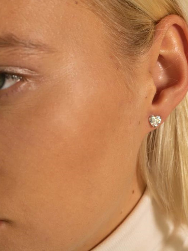 Boucles d'oreilles essentielles Luxenter en argent 925 et zircon cubique brillant rhodié Blanc - Kiabi