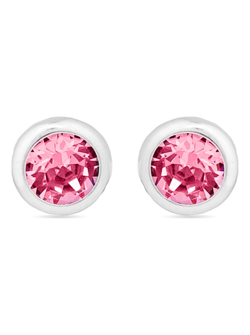 Boucles d'oreilles essentielles Luxenter en argent 925 et zircon rose avec finition rhodiée Rose - Kiabi