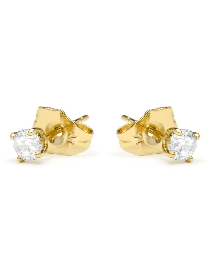 Boucles d'oreilles et plaqué or 18k avec zircon cubique brillant - Verak Blanc - Kiabi