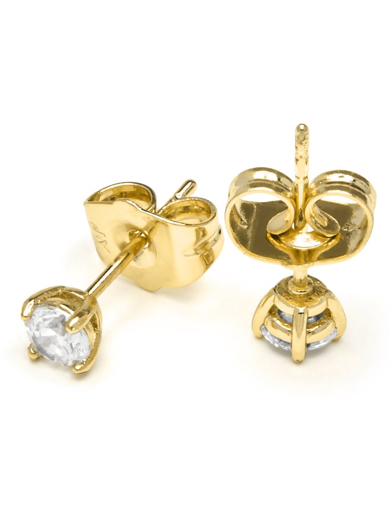 Boucles d'oreilles et plaqué or 18k avec zircon cubique brillant - Verak Blanc - Kiabi