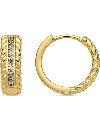 Boucles d'oreilles et plaqué or 18k et zircon cubique brillant - Diadan