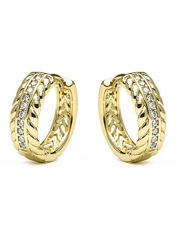 Boucles d'oreilles et plaqué or 18k et zircon cubique brillant - Diadan