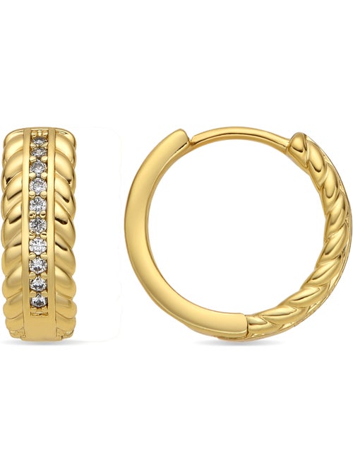 Boucles d'oreilles et plaqué or 18k et zircon cubique brillant - Diadan - Kiabi Boucles d'oreilles et plaqué or 18k et zircon cubique brillant - Diadan - Kiabi