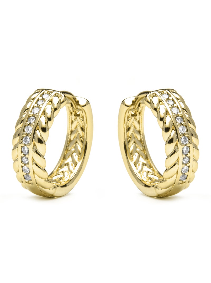 Boucles d'oreilles et plaqué or 18k et zircon cubique brillant - Diadan Argent - Kiabi