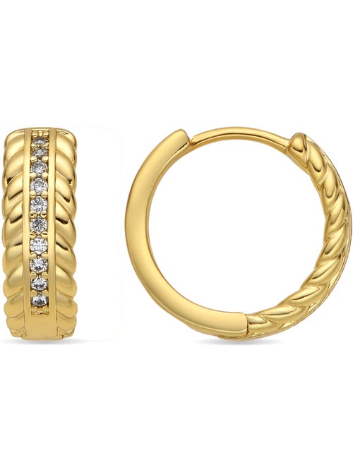 Boucles d'oreilles et plaqué or 18k et zircon cubique brillant - Diadan - Kiabi Boucles d'oreilles et plaqué or 18k et zircon cubique brillant - Diadan - Kiabi